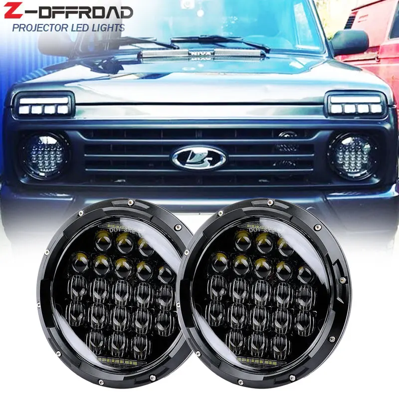 

7" 12V 24V drl led car auto headlight with daytime running lights for suzuki samurai 7Inch car lights for Lada 4x4 urban Niva