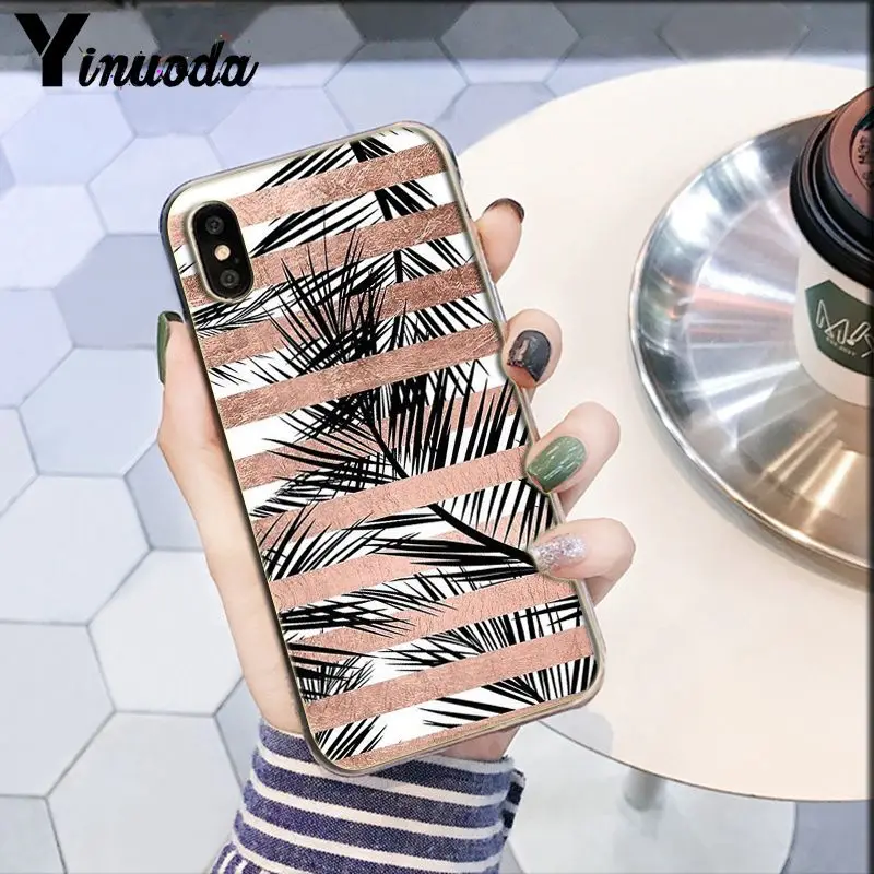Yinuoda карамельный цвет с принтом листьев Модный чехол для телефона для iPhone X XS MAX 6 6s 7 7plus 8 8Plus 5 5S SE XR - Цвет: A9