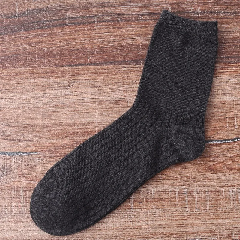 Новые зимние мужские Носки с рисунком, повседневные хлопковые носки, мужские одноцветные носки в полоску, осенние мужские носки, 2 пары, Meias - Цвет: dark gray