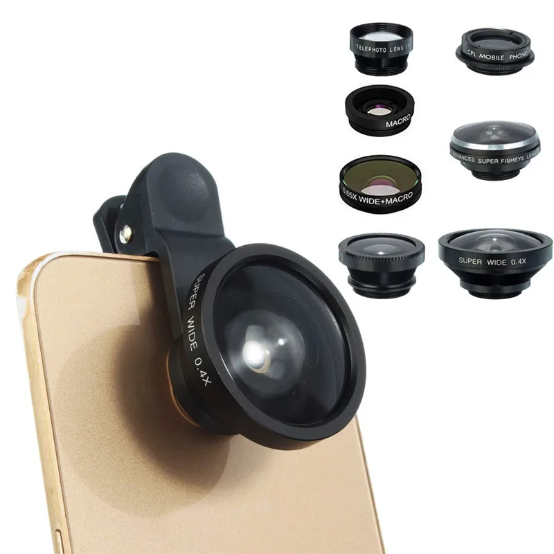 

NEW 8 in 1 Clip On Camera Lens Kit Fisheye + Wide Angle + Macro + CPL Polarizer for all Digital Smart Mobile Cell Phones