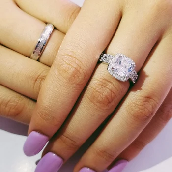 

Real 925 Sterling Silver Couple Wedding Ring Set for Bridal Women and men Finger Gift Africa Fashion Jewelry LR4739S