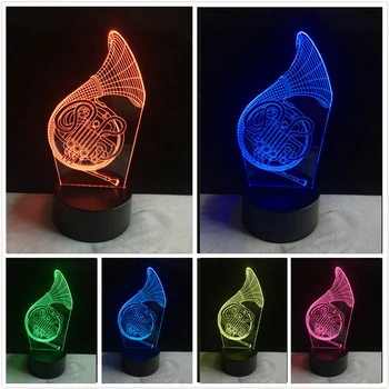 

3D Sax LED Big Horn Bedroom Table Lamp Touch Christmas 7 Color Change Night Light Valentine's Day Birthday Gift Party Lighting