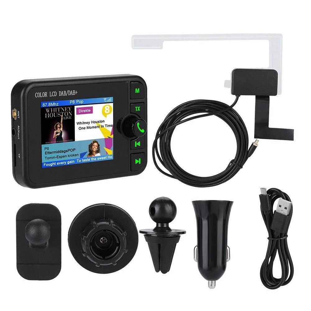 Цветной экран Автомобильный DAB радио цифровой дисплей Bluetooth Радио адаптер MP3 потоковая музыка fm-передатчик