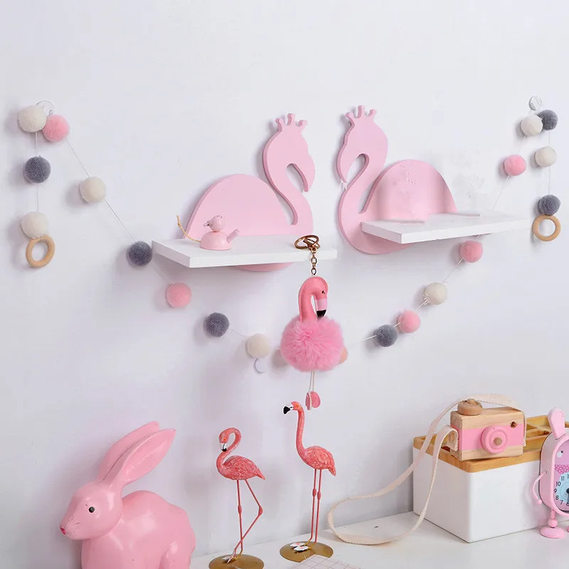 Лебедь Фламинго подвесной стеллаж для хранения доска Рождество Скандинавская деревянная настенная вешалка Украшение для детской фотографии дома