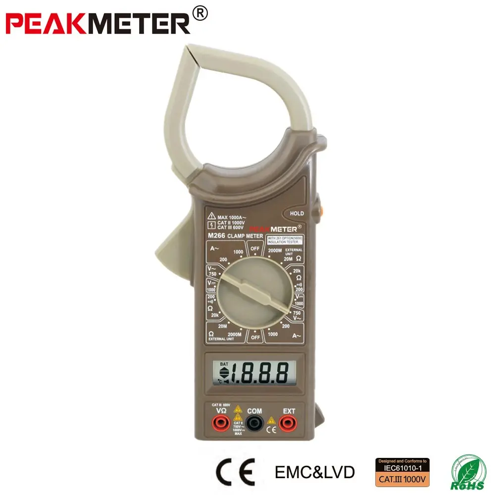 

Official PEAKMETER M266 AC/DC Voltage AC Current Resistance Insulation Tester Digital Earth Ground Megohmmeter Clamp Meter