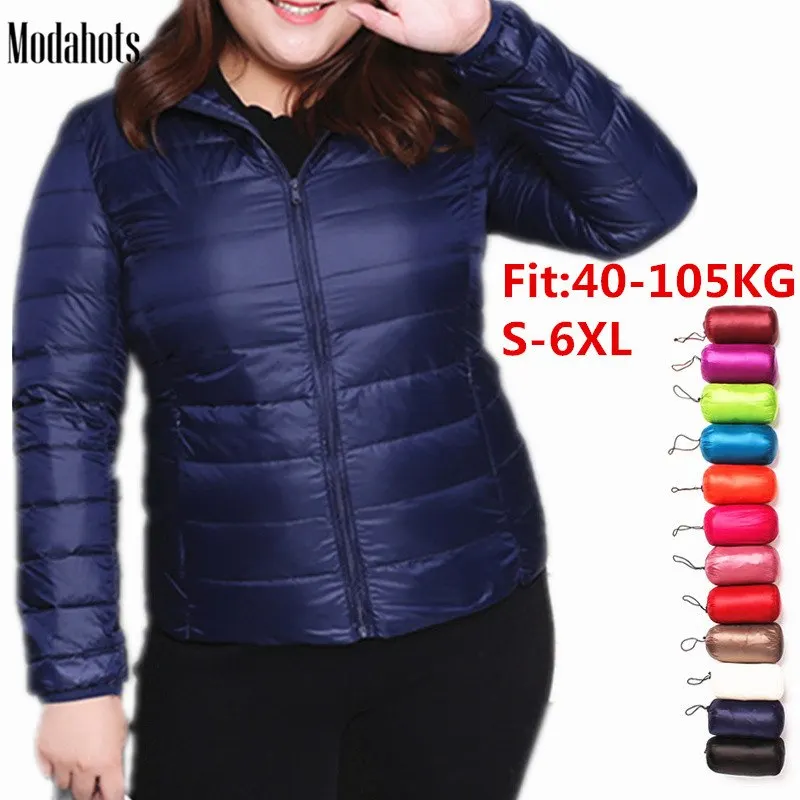 Plus Size 6XL Winter Down Jacket Women Eiderdown Outwear Winter Warm Coat Ultralight Big Sizes Large White Duck Down Coat Parka