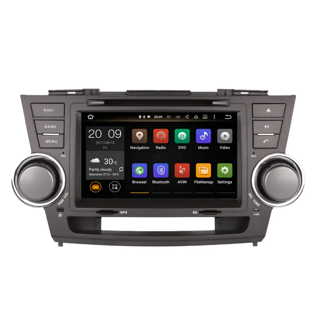 Cheap Android 9.0 Octa Core 4GB RAM Car DVD Multimedia Player GPS Navigation For Toyota Highlander 2008-2013 Radio Stereo Head Unit 3