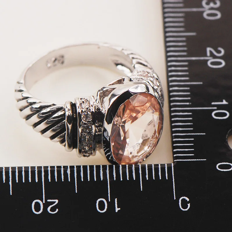 Morganite Fashion 925 Sterling Silver Woman Ring Size 6 7 8 9 10 F635 Fashion Wholesale Jewelry Free Shipping