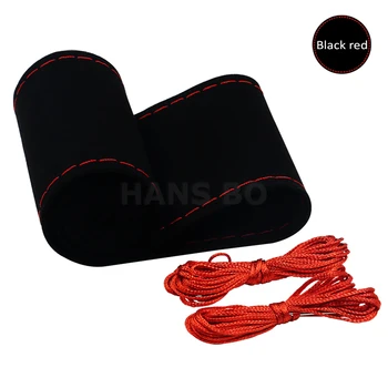 

Car Steering Wheel Cover Suede DIY Braid Needles And Thread Auto Anti-slip Breathable Soft Car-Styling Interior Accessories