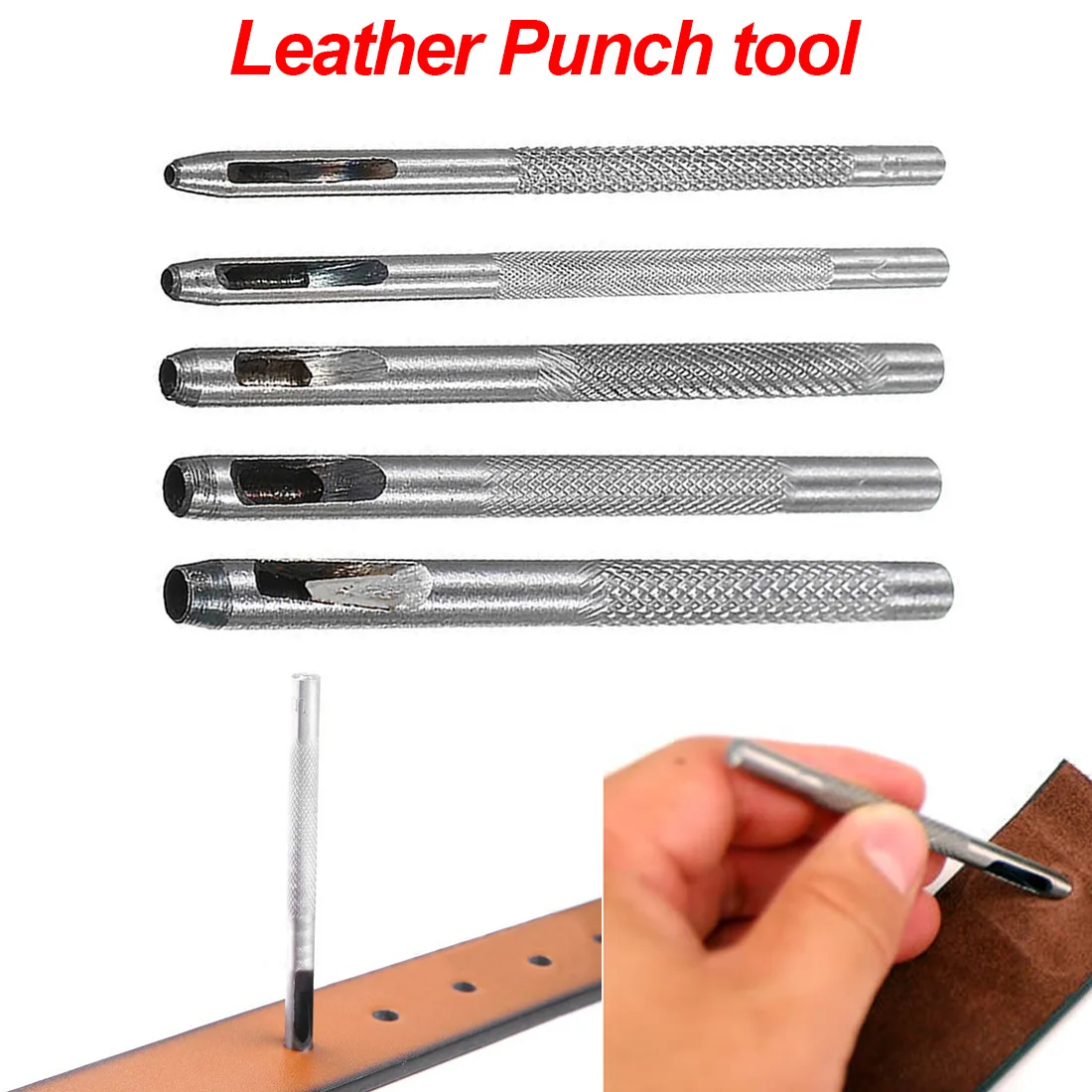 

1pc Sewing Stitching Punching Sewing Supplies Iron Punch Tools Leather Craft Tool Hole Maker Wooden Handle