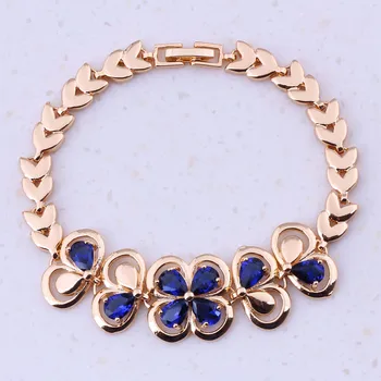 

Fetching Blue Imitation Crystal Yellow Gold Color Cheap Charm Bracelets For Women Fashion Jewelry Free Gift Box I0301