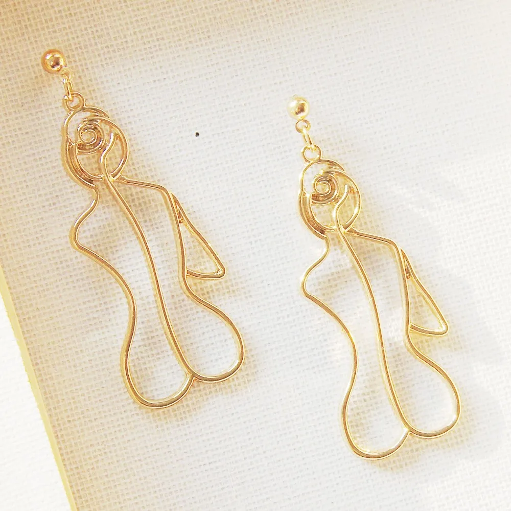 

jewelry fashion retro human body contour alloy texture abstract face earring