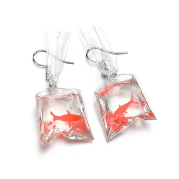 

Funny Earrings Resin Goldfish Fish Bag Earrings For Women Crystal Stone Stars Geometric Enamel Earrings Cute Water Pouch Jewelry