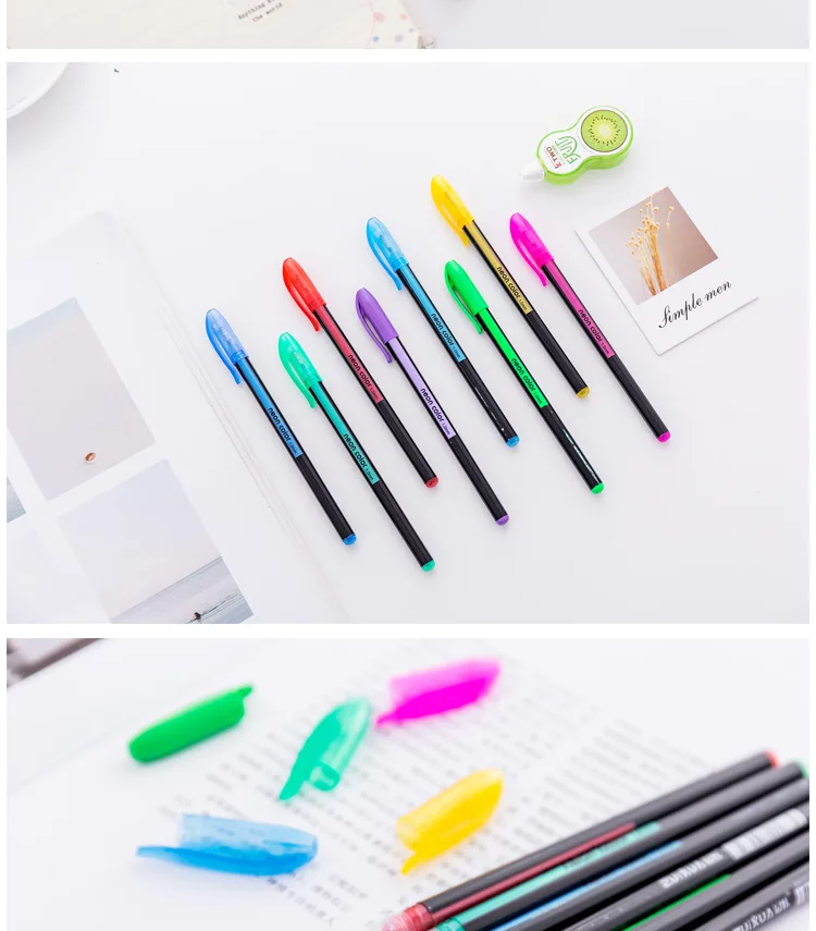 Набор разноцветных блестящих ручек Kawaii 1,0 мм, гелевая ручка, маркер, Меловые карандаши для воды, для школы, письма, рисования, художественный набор канцелярских принадлежностей