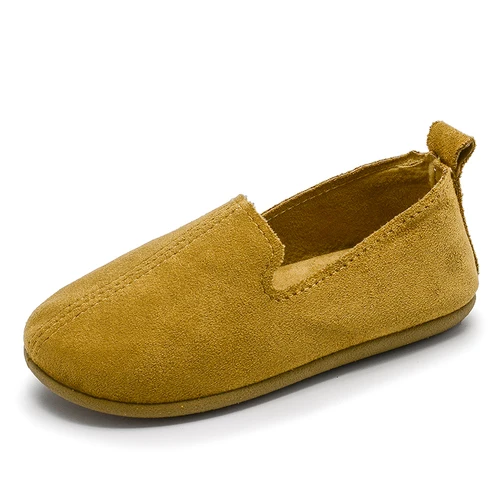 Новая детская обувь; Базовая модная повседневная обувь для девочек и мальчиков; удобные детские лоферы на плоской подошве без застежки - Цвет: yellow