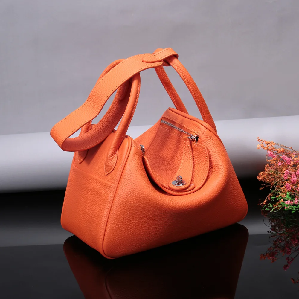 

New fashion leather lychee layer cowhide single shoulder portable lady doctor bag