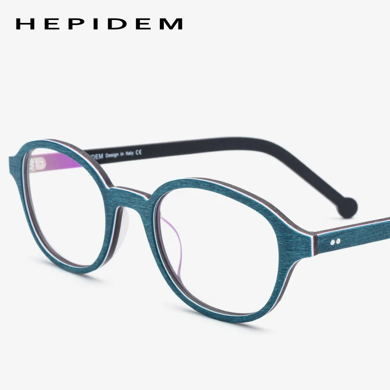 

Acetate Eyeglasses Frame Men Round Prescription Spectacles Eyewear Women Nerd Myopia Optical Frame Wood Grain Glasses 9102