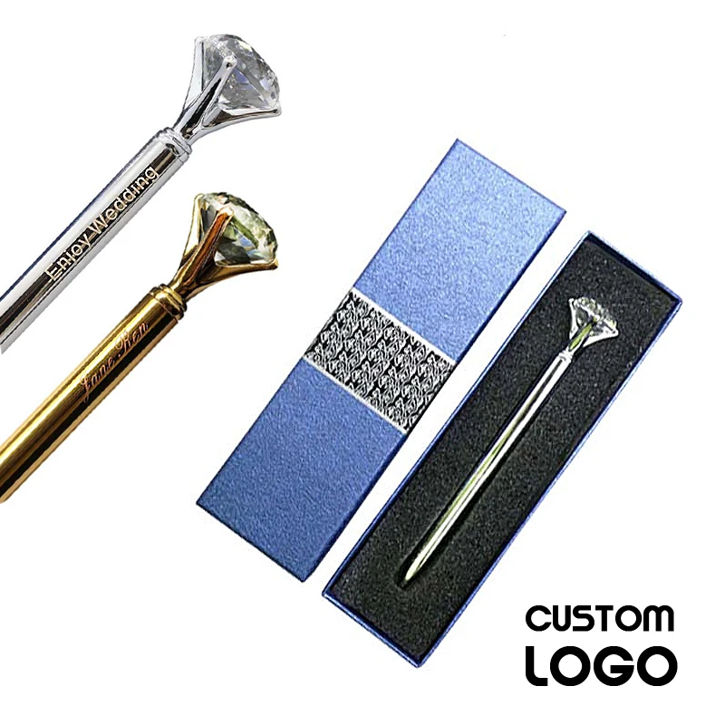 

Customized Gel Pen Writing Pen Engraving Name Logo Big Diamond Ballpoint Pen Custom Made Gift Birthday Party Gift School Supply
