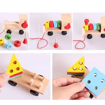 

Geometric Blocks Baby Early Learning Toys Fashion Design Kids Baby Developmental Toys Wooden Train Truck Set
