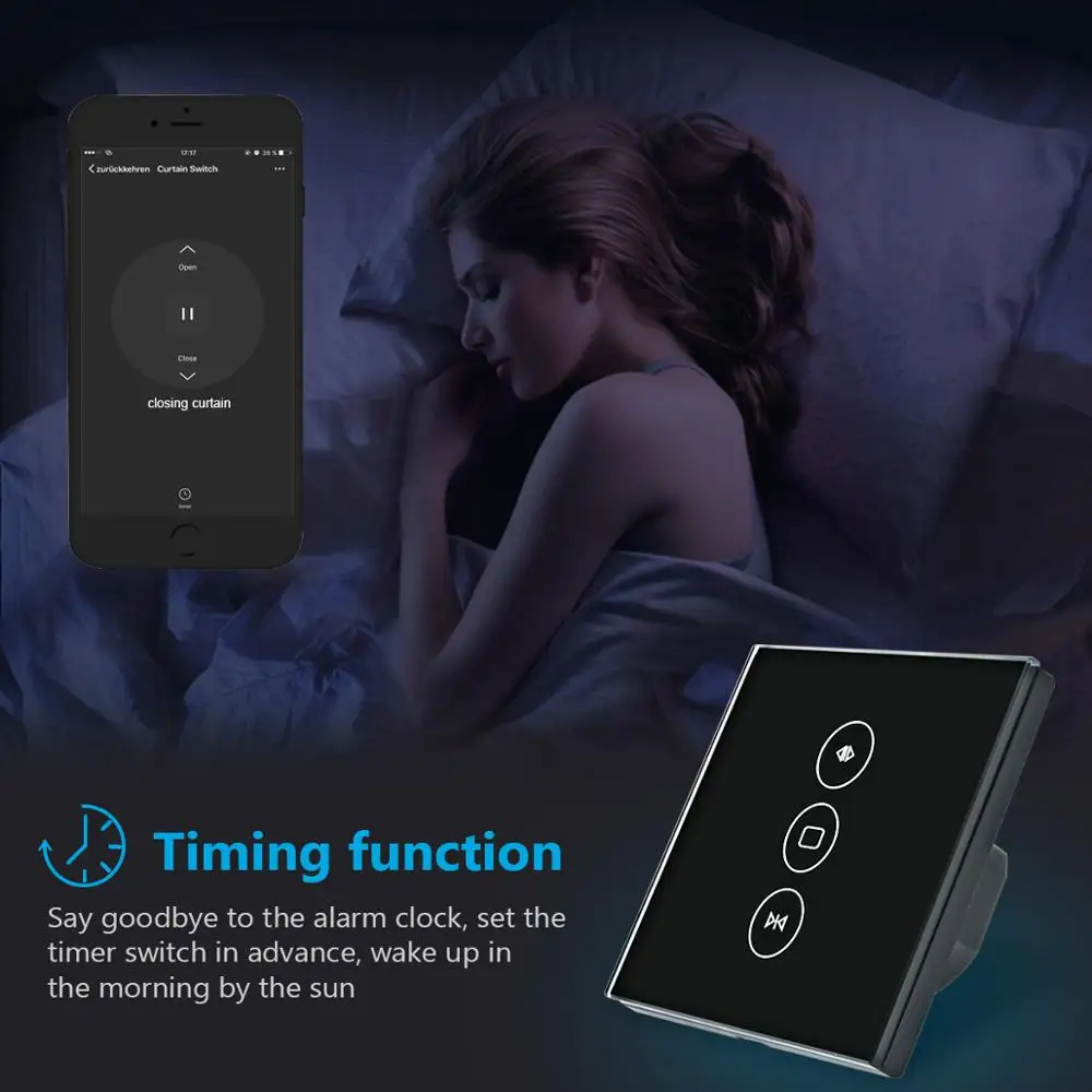 Teekar WiFi Smart Curtain Switch Smart Life For Electric Motorized Curtain Blind Roller Shutter Work With Alexa and Google Home