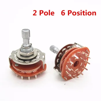 

10pcs High-quality Shaft Panel Mount 2P6T Rotary Switch Selector Band 2 Pole Position 6 RS25