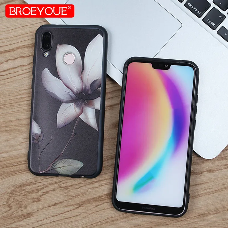 

BROEYOUE Leaf Case For Huawei P9 Lite P20 Pro P8 P10 P20 Lite Relief Flower Soft Silicone Case For Huawei Honor 6X 7X 9 Lite 10