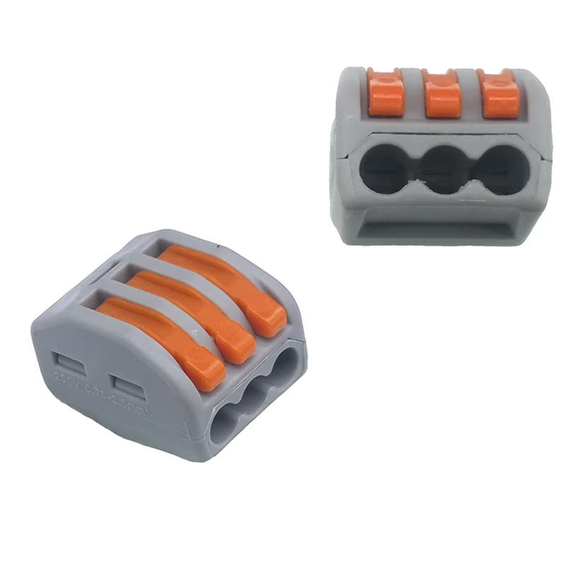 

50 pieces/lot 222-413 Universal Compact Wire Wiring Connector 3 pin Conductor Terminal Block With Lever crimp terminal
