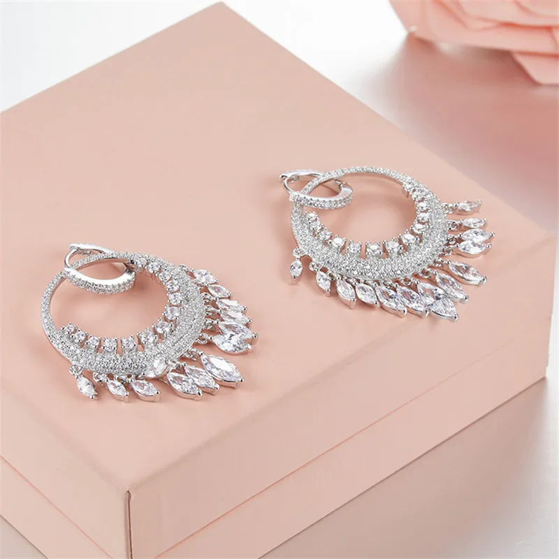 

Fits Monaco Jewelry with Ladies Jewelry Party Gift Charm 925 Sterling Silver Micro Inlaid Zircon Drop Waterfall Earrings