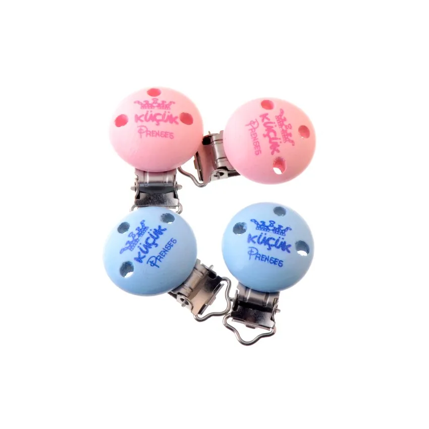 

5PCs Baby Pacifier Clips Lovely Princess Pattern White Wood Metal Holders Cute Infant Soother Clasps Funny Accessories