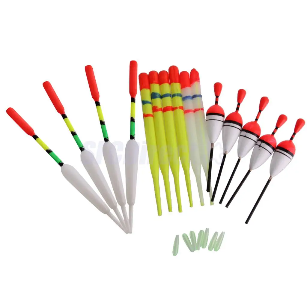 15 Pcs Fishing Floats Bobbers Kit Slip Drift Tube Indicator Freshwater