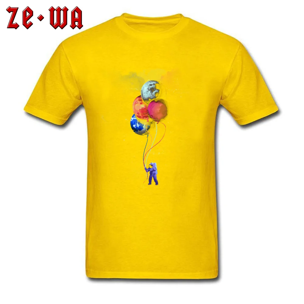 The Spacemans vivid trip Men's Special Casual T Shirt O-Neck Autumn 100% Cotton Top T-shirts Unique Short Sleeve Tee Shirts The Spacemans vivid trip yellow