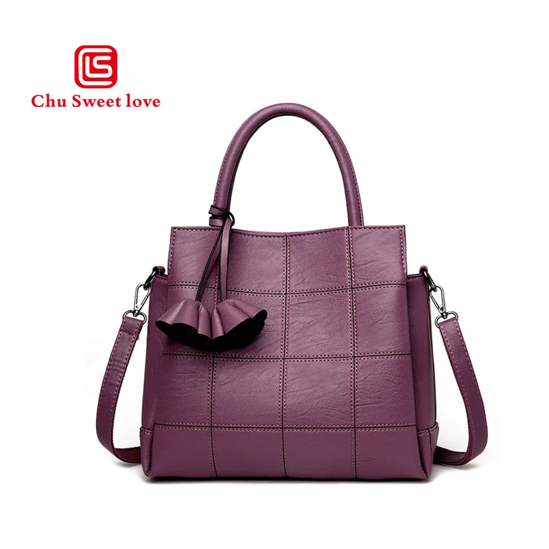 

PU creative new stitching portable girl bag Korean style fashion checkered shoulder Messenger bag Mummy bag 2018 launch