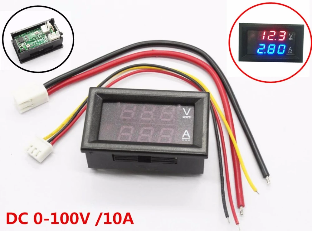 GalaxyElec 10pcs DC 0-100V 10A Digital Voltmeter Ammeter Dual Display Voltage Detector Current Meter Panel Amp Volt Gauge 0.28 Red Blue GalaxyElec 10pcs DC 0-100V 10A Digital Voltmeter Ammeter Dual Display Voltage Detector Current Meter Panel Amp Volt Gauge 0.28 Red Blue