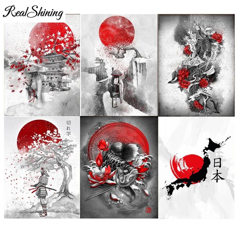 

Full Square round Drill 5D DIY Diamond Painting "Japan Mount Fuji Bushido Samurai"diamond Embroidery Cross Stitch kits FS4500