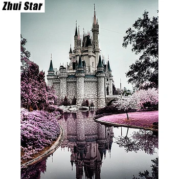 

Full Drill Diamond Painting Embroidery Diy 5d Diamond Cross Stitch Fashion Diamond Mosaic Pattern of Rhinestones and Castle cx