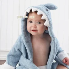 Blue Shark Baby Bath Towels Newborn Blanket Bedding Swaddle Bebe Bathrobe Hooded Bathing Towel baby stuff