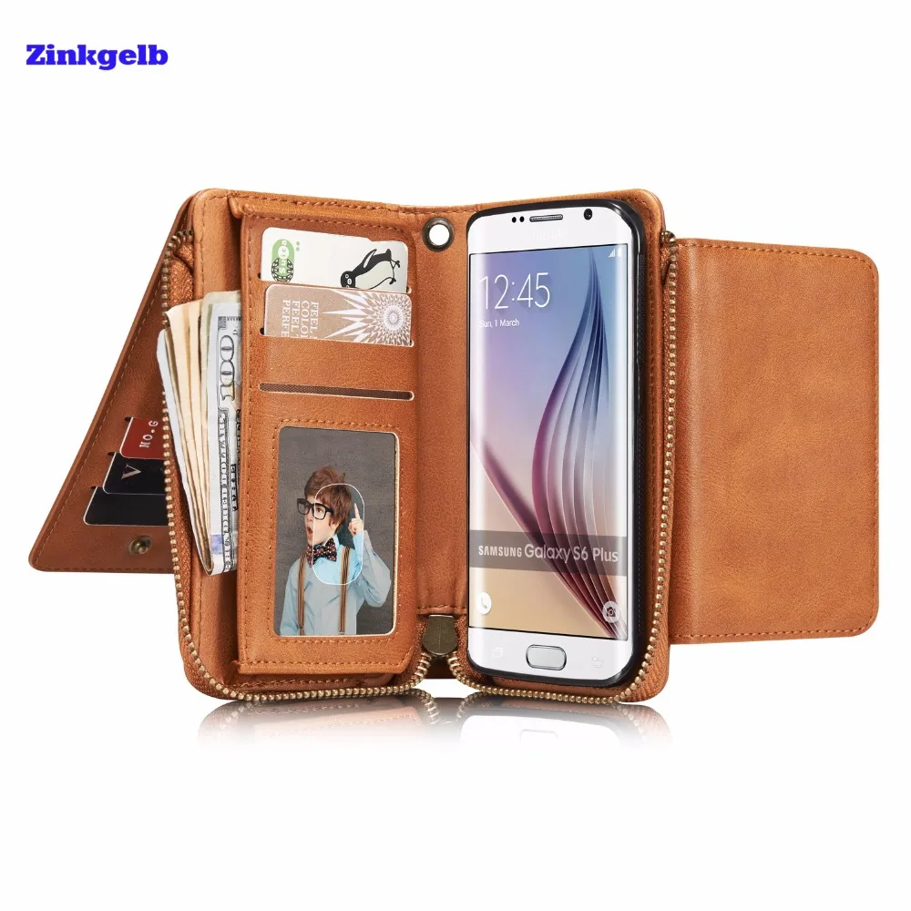 

For Samsung S6 edge Case Luxury Retro Leather+Soft Silicone Armor Wallet Protective Phone Cover For Samsung S6edge Case Cover