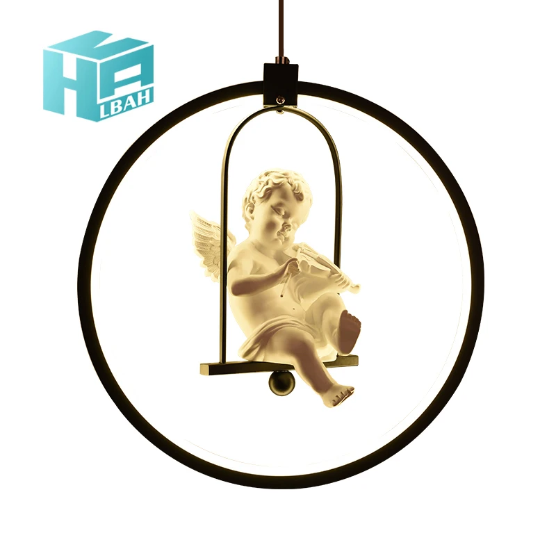 Лампа для столовой в скандинавском стиле с изображением ангела и птиц, кованое железо, креативная личность, кафе-бар, спальня, для изучения птиц, droplight