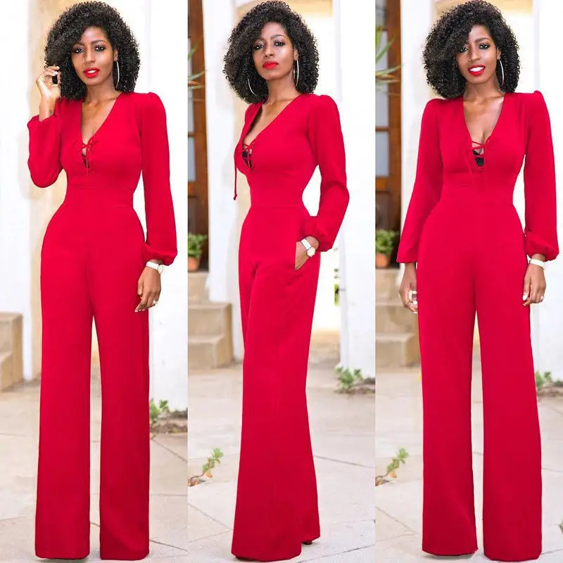 Vintage Women's Solid Casual Long Sleeve Jumpsuit Romper Long Pants Trousers Clubwear Vintage Women's Solid Casual Long Sleeve Jumpsuit Romper Long Pants Trousers Clubwear