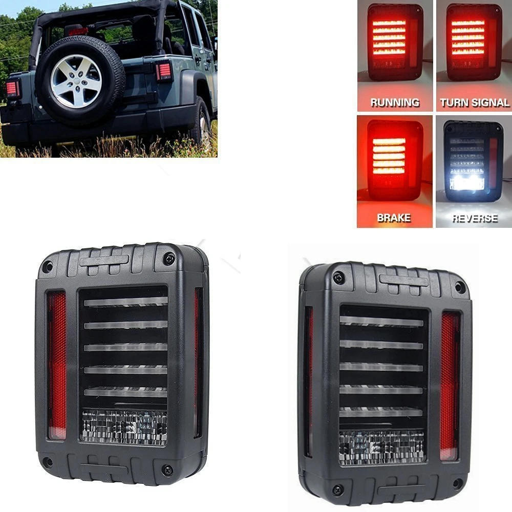 LED Tail Lights for JK 2007 2015 Jeep Wrangler with Running Brake
