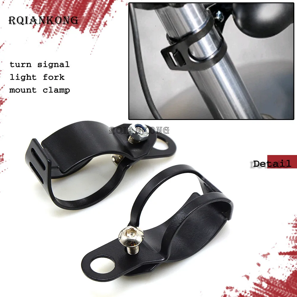 

Motorcycle Turn Signals Relocation Fork Clamps Mount Light Holder lamp mount Bracket for front fork Chopper Bobber Moto 1Pair