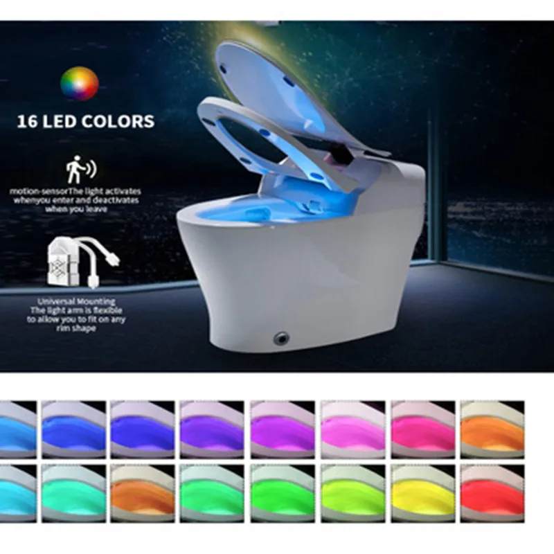 

Smart LED Toilet Light Human Motion Sensor Activated Waterproof Night Light 16 Color Battery Lamp Home Hotel WC Seat Toilet Lamp