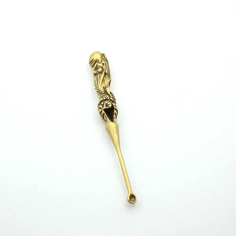 1 шт. латунный китайский мифологический рисунок Shouxing Ear pick ложка DIY Автомобильный брелок для ключей кулон EDC самоочищающиеся инструменты