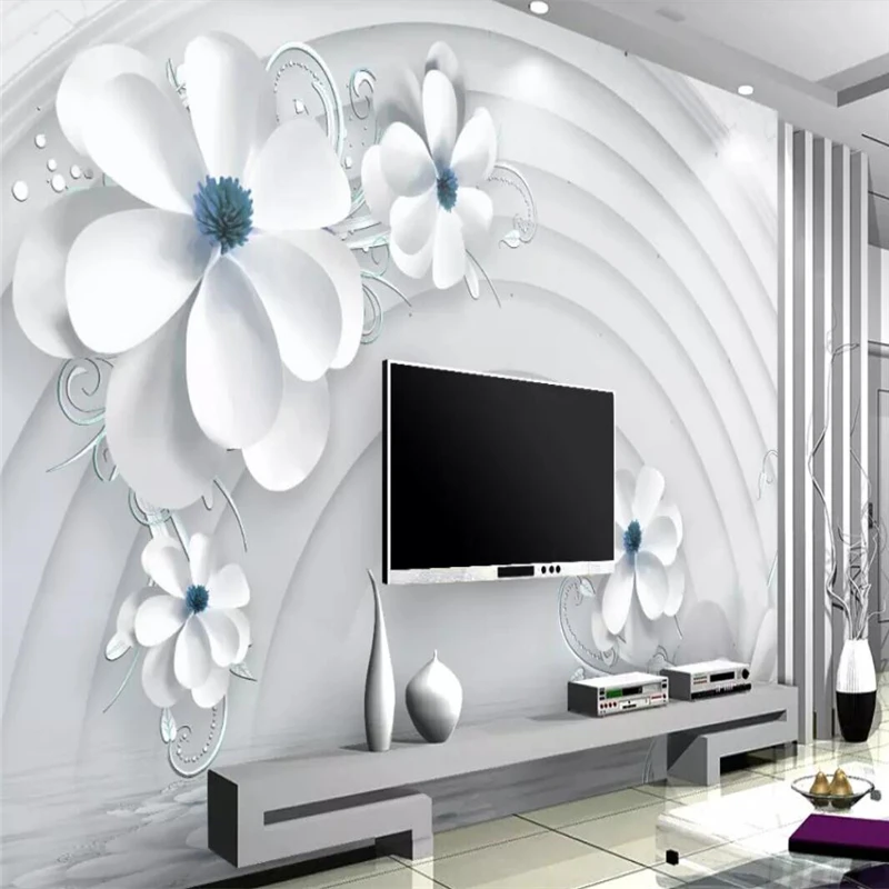 Beautiful And Fresh Three-dimensional Flowers 3d Tv Background Wall Painting  - Fabric & Textile Wallcoverings - AliExpress