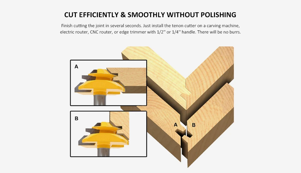 45 Degree Slotting Knife Milling Cutter Woodworking Tenon Cutters For 1/4- 3/8 Inch Joints
