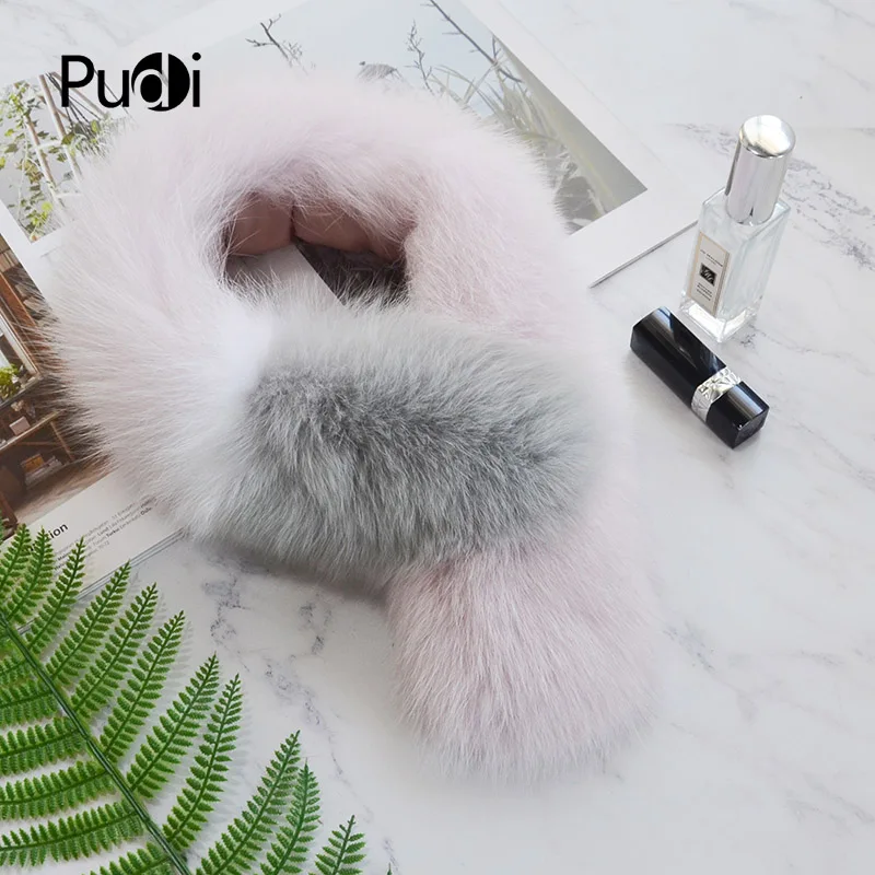 

PUDI SF829 women winter real fox fur scarf 2018 new natural fox fur scarves rings shawls poncho wraps