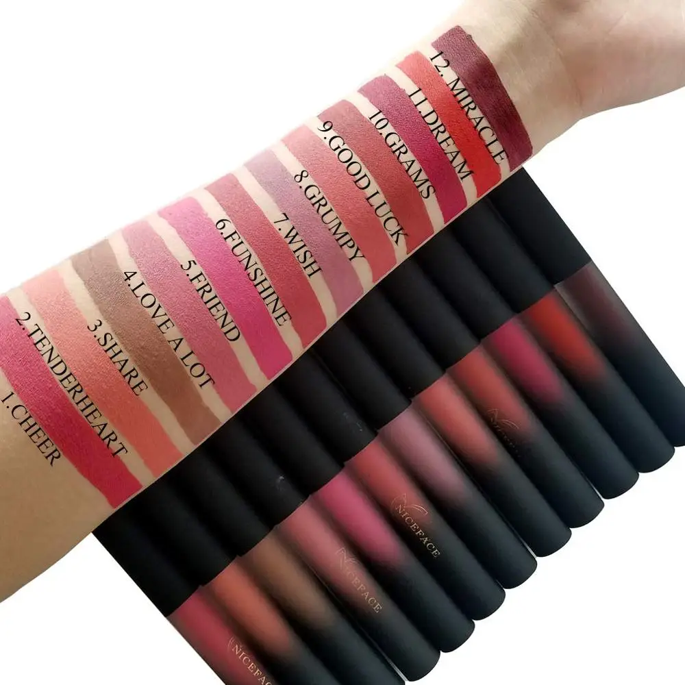 NICEFACE Lip lipstick liquid Matte 12 Colors Makeup Set Nude Waterproof Long Lasting Lip Gloss Non-Stick Cup Liquid Lipstick Set NICEFACE Lip lipstick liquid Matte 12 Colors Makeup Set Nude Waterproof Long Lasting Lip Gloss Non-Stick Cup Liquid Lipstick Set