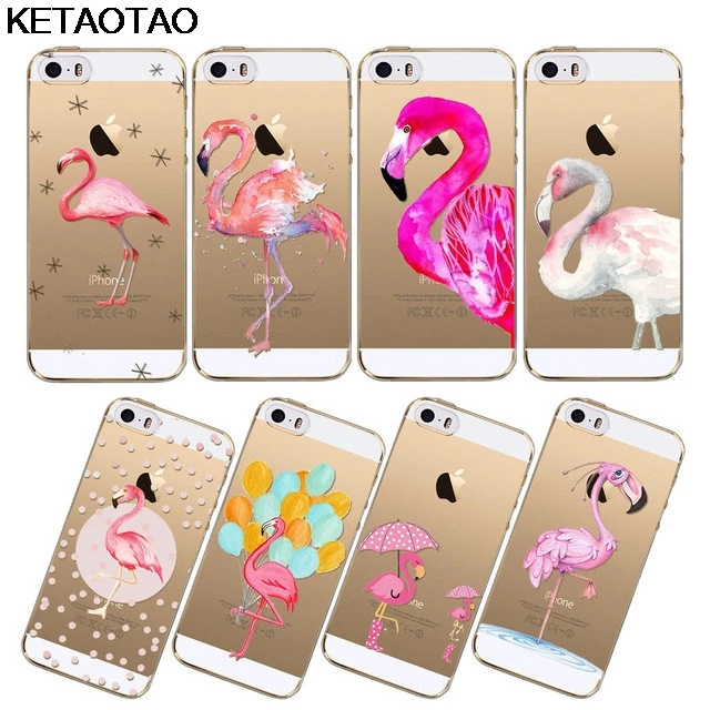 Чехлы для телефонов KETAOTAO Naughty Colored Flamingo iPhone 4S 5C 5S 6 6S 7 8 Plus X прозрачные мягкие чехлы