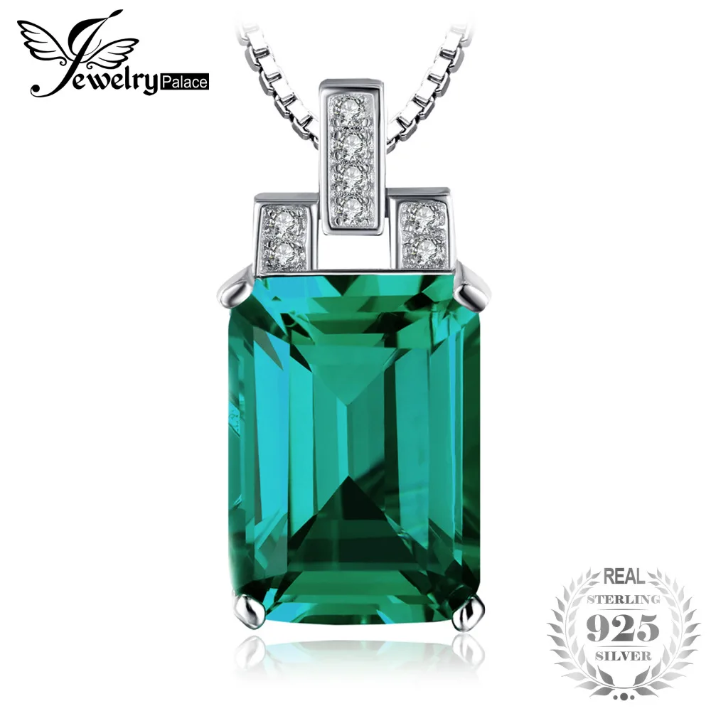 JewelryPalace 6.51ct Created Emerald Pendant Emerald Cut High Quality