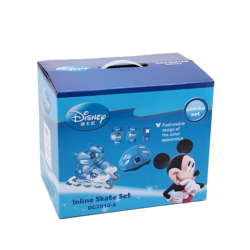Disney Adjustable roller skate shoes for Kids wheels inline skates roller Child With With Helmet Knee Protector Gear (4)